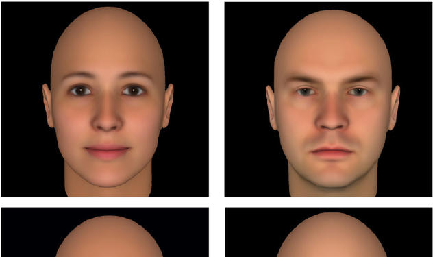 Todorov has found that faces with more feminine features (top left) are perceived as more trustworthy, while faces seen as untrustworthy tend to have more masculine features (top right).  Faces with more mature features (bottom left) are perceived as more