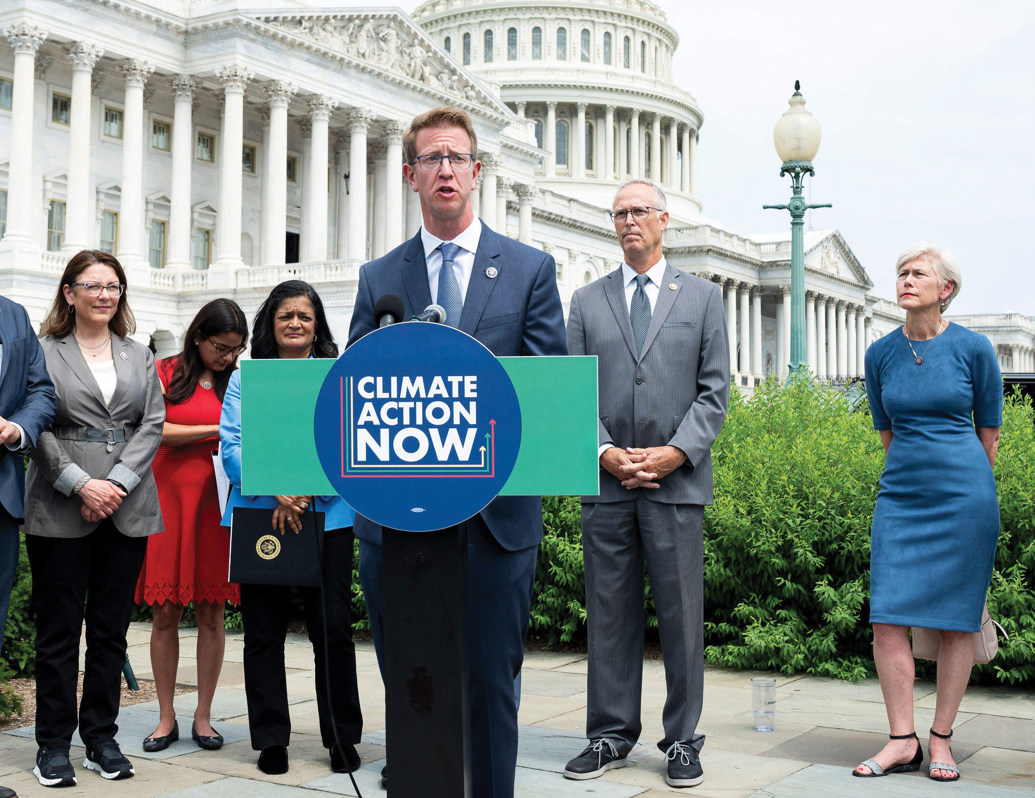 Derek Kilmer &rsquo;96 speaking outside of the Capitol