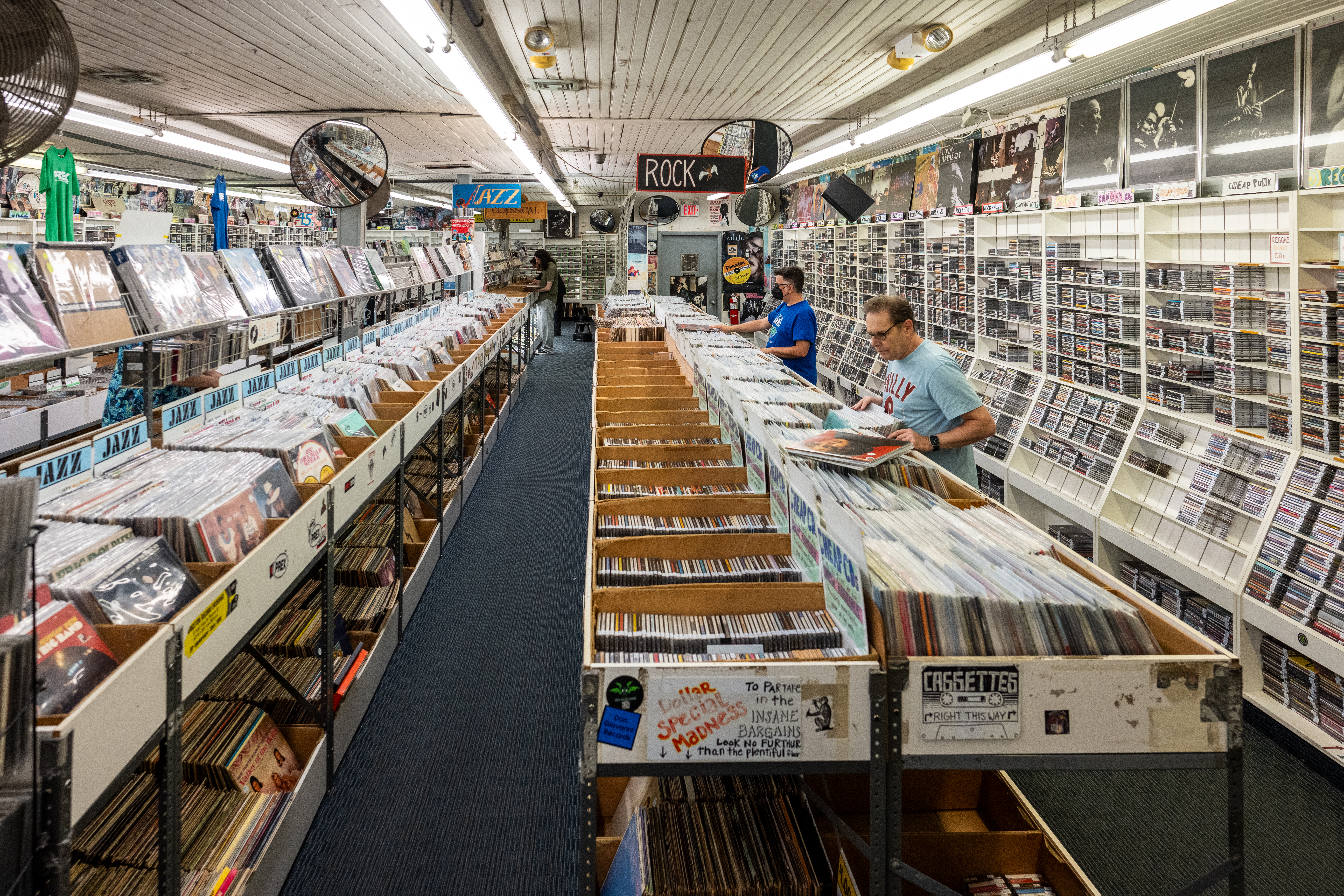 Records and posters line the way inside the Princeton Record Exchange.