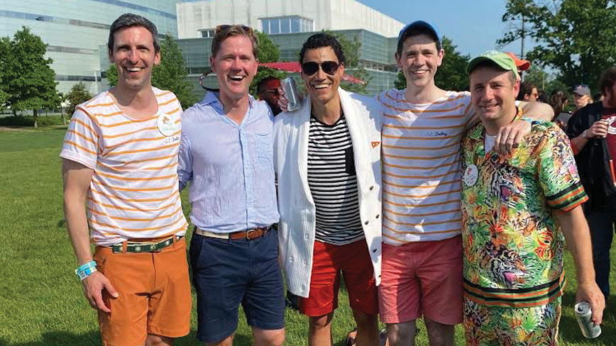 Sittenfeld with classmates Alexander Maugeri, Christian Sahner, Tyler Allard, and Duncan Sahner ’06 at Reunions 2022.