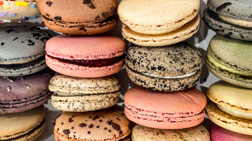 Various color and flavor macrons from Belle Journee