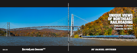 The cover of "Unique Views of Northeast Railroading," with a photo of a bridge over a river.