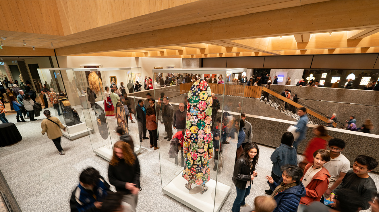 PAUM OPENING_Crowd by stairwell.jpg Crowds of attendees view art at the Princeton University Art Museum opening night.