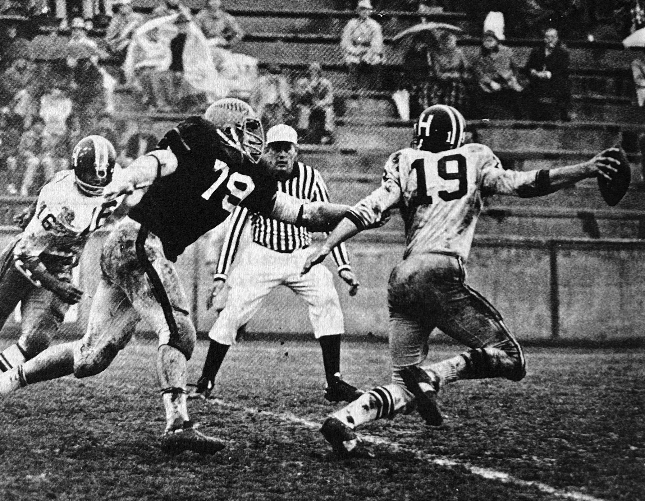 barisich-1972-Princeton-Harvard.jpg Carl Barisich ’73 chases down Harvard quarterback Eric Crone in Princeton’s 1972 win over the Crimson.
