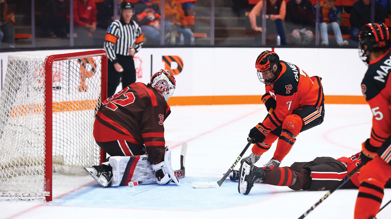  Kai Daniells ’27’s five-goal game against St. Lawrence was the first by a Tiger men’s player since 1962.