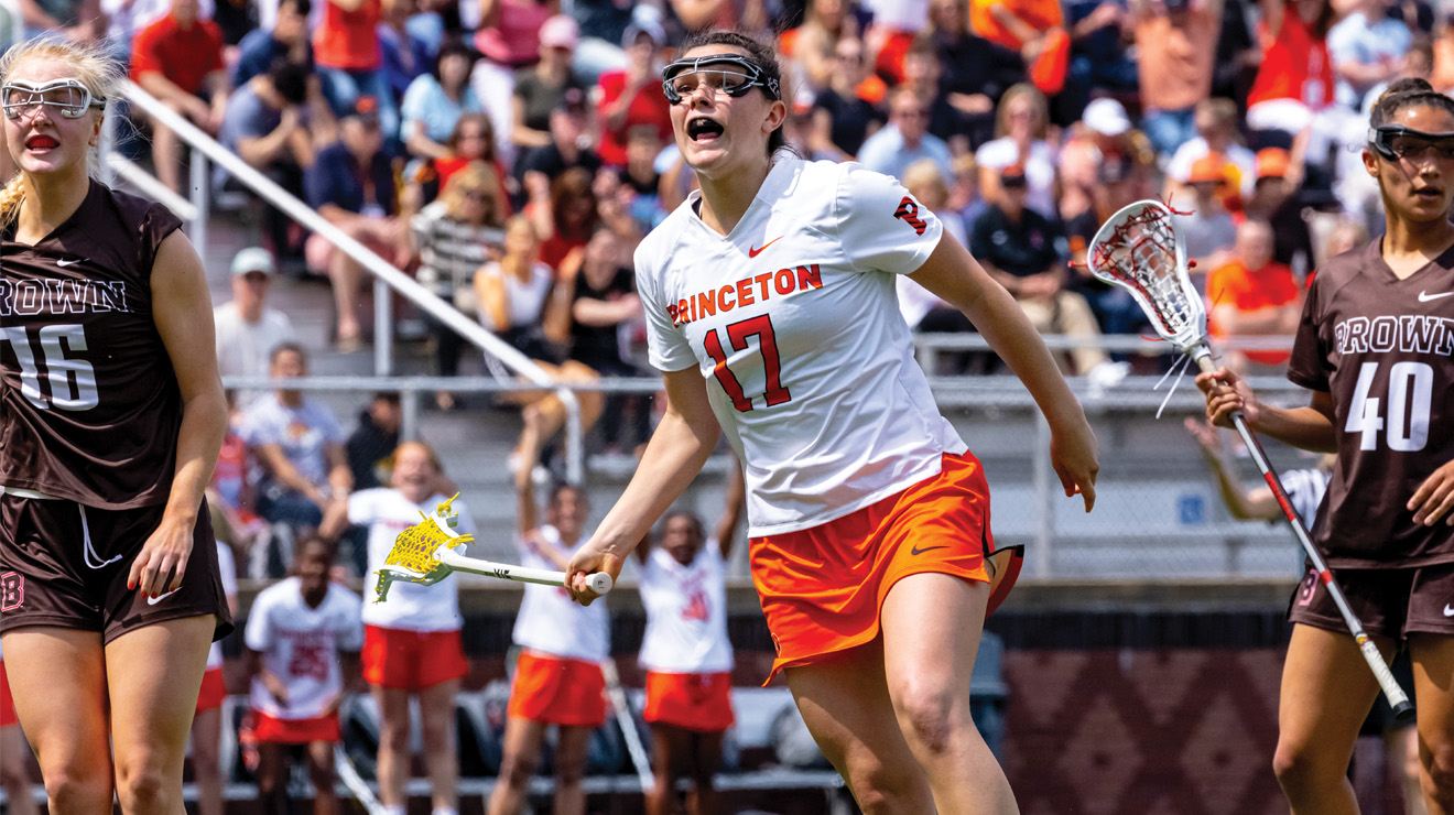 SPORTS_Lacrosse Jami MacDonald.jpg Jami MacDonald ’26 celebrates Princeton’s win against Brown last year that clinched the Ivy League title.