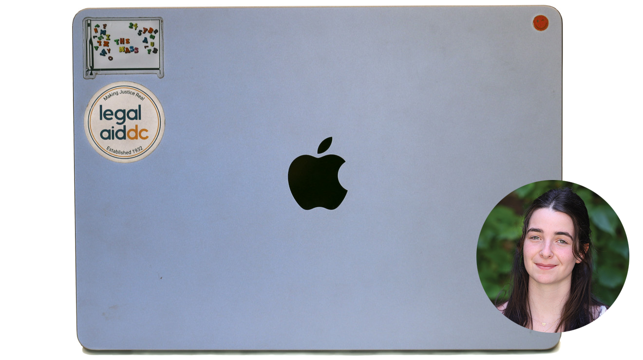 Naomi Segel laptop and portrait photo