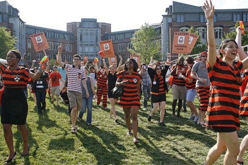 The “Wanted” Class of 2004 arrives on Poe-Pardee Field at the end of the P-rade route.