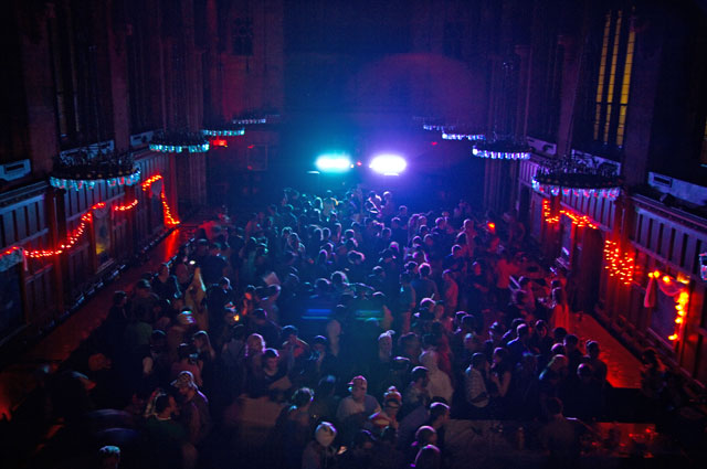 Procter Hall's Hogwarts-esque atmosphere took on a neon glow during the dance party. (Photos by John O'Neill '13)