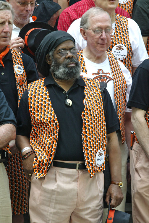 Wade Epps ’69 (foreground) and classmates celebrated a “Magical Mystery Tour” 40th reunion. 