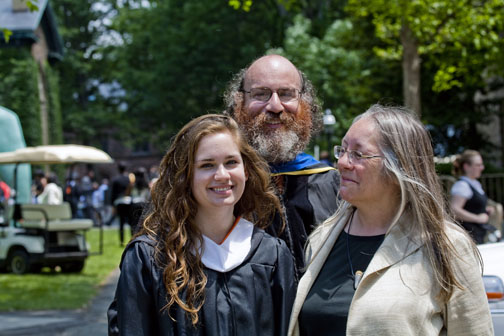 Professor William Bialeck with his daughter, Fannie ’09, and his wife, Charlotte.