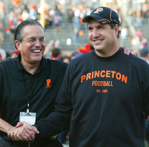 Athletics director Gary Walters ’67, left, and Coach Bob Surace ’90