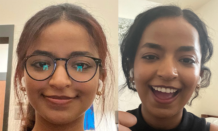 Two headshot photos of Misrach Ewunetie ’24