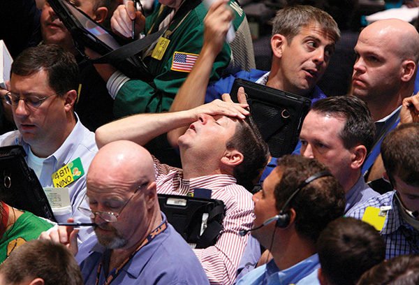 Wall street workers during crash