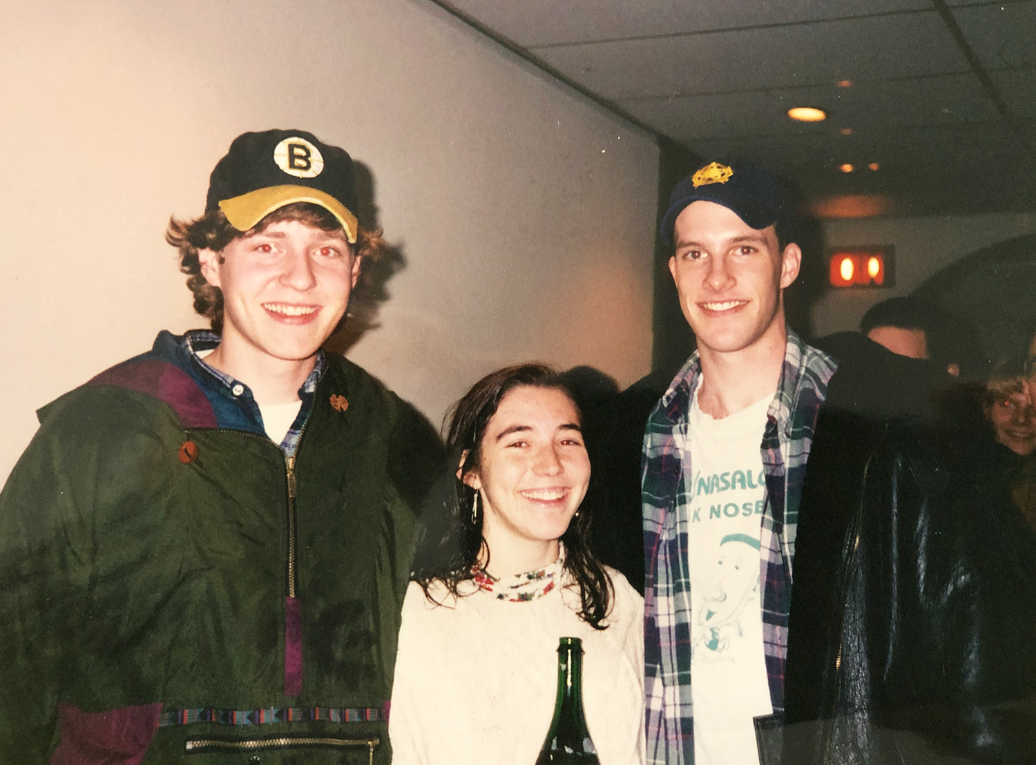 From left, Nate Ewell ’96, Malena (Salberg) Barzilai ’97, and Grant Wahl ’96 in 1995.