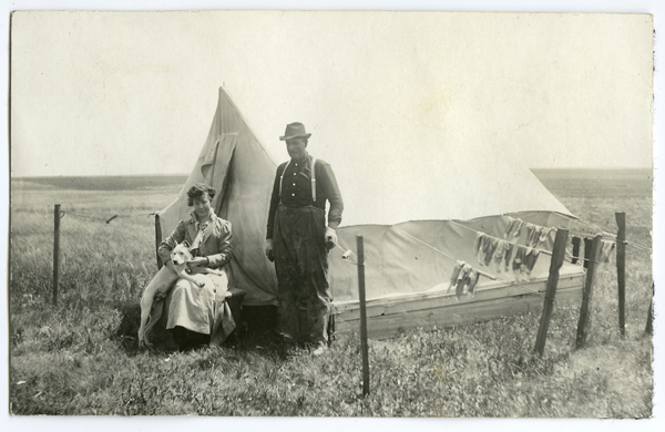Unknown photographers, American: Homesteaders with claim shacks, ca. 1907–25, detail. 36 gelatin silver prints on postcard paper, each: 8.8 x 13.8 cm. Collection of Michael Williams. Image courtesy Michael Williams.