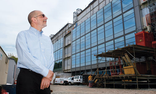 LIVE.NB_Cava.jpg Robert Cava, chairman of the chemistry department, outside the new chemistry building. The 263,000-square-foot structure is scheduled to open in the fall of 2010.
