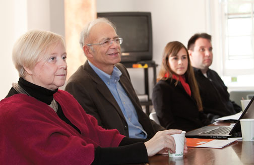 LIVE.NB_Conference.jpg Organizers of the “Open Hearts, Open Minds” conference at an Oct. 15 press conference: from left, Frances Kissling of the University of Pennsylvania, Peter Singer of Princeton, Jennifer Miller of Bioethics International, and Charles Camosy of Fordham