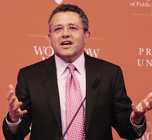 CNN legal analyst Jeffrey Toobin, above, and New York Times correspondent Adam Liptak critiqued the confirmation process for Supreme Court justices during a Nov. 11 Woodrow Wilson School panel discussion.