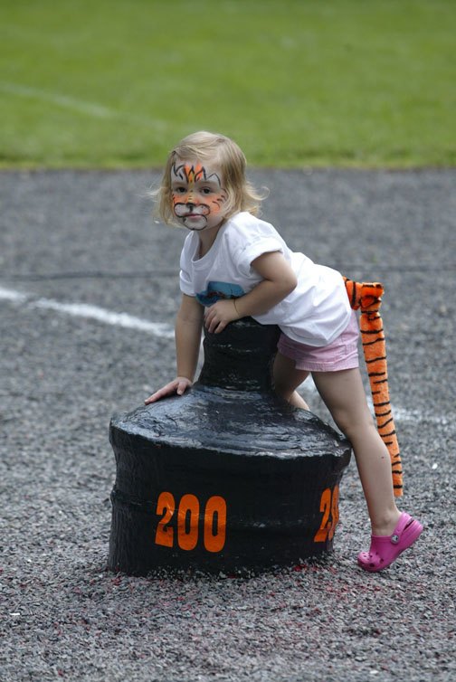 Sophia Cardona-Fox, great-granddaughter of the late Fred E. Fox '39, enjoys a Reunions visit to Cannon Green. 