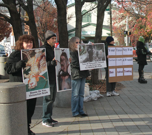Animal-rights activists gathered on Washington Road in November to protest the University’s treatment of research animals.