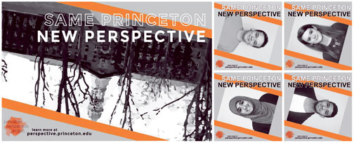 Tilted Facebook images of students and Nassau Hall reinforce the PPP’s “new perspective” message.