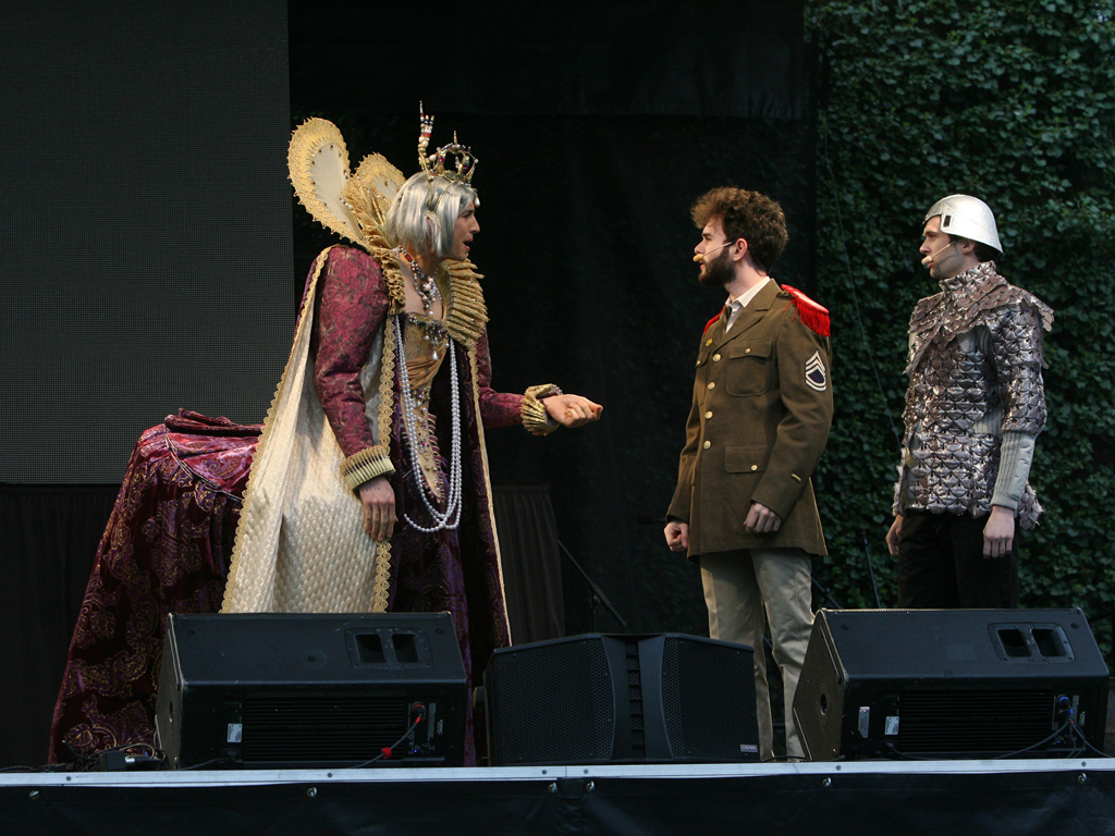 Queen Tilghman (Connor Diemand-Yauman '10) and her advisers consider the consequences of a war with the Greeks.