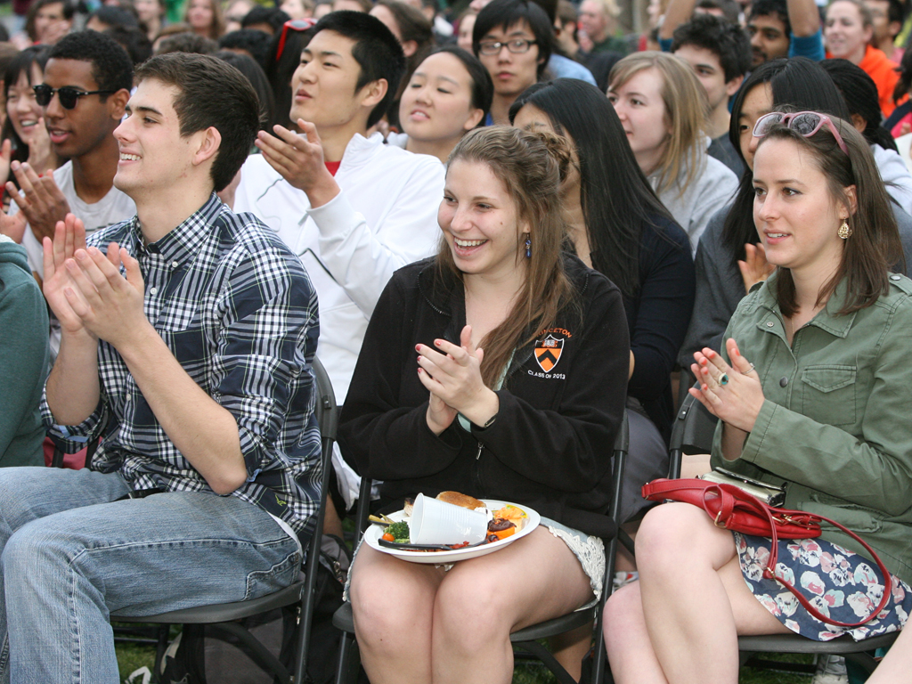 Students applaud the performances by fellow undergraduates.