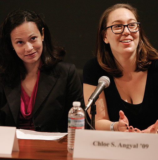 Ann J. Morning *04, left, and Chloe Angyal &rsquo;09