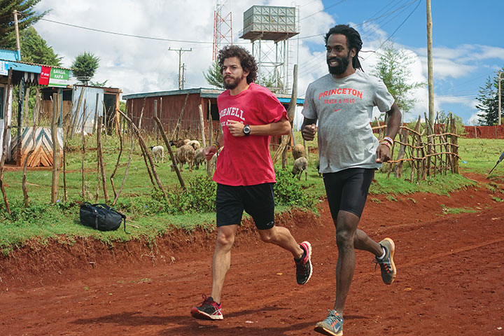 Russell Dinkins ’13, right, and Daniel Thomas are training in Iten, Kenya.