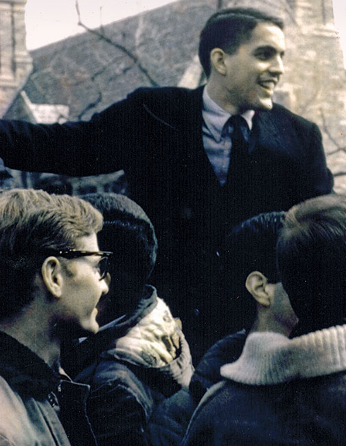 Gary Walters ’67 and his classmates celebrate Princeton’s Final Four bid in 1965.