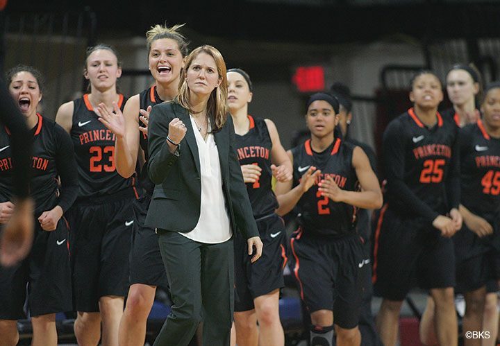 Courtney Banghart, shown during a win at Penn, is in her ninth season with the Tigers.