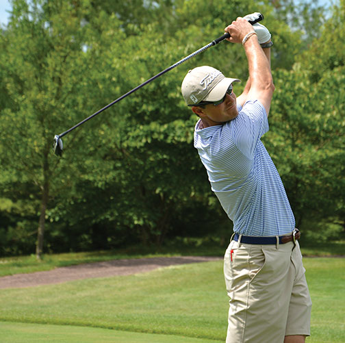 SP-extrapointNew.jpg John Sawin ’07 tees off at the U.S. Amateur qualifier in Elverson, Pa., July 16.