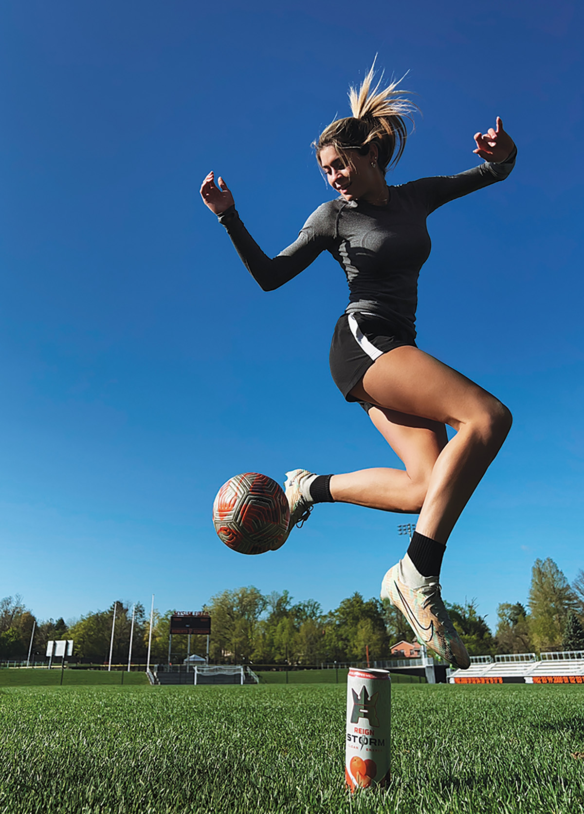 Lexi Hiltunen ’24 in an ad for Reign Storm