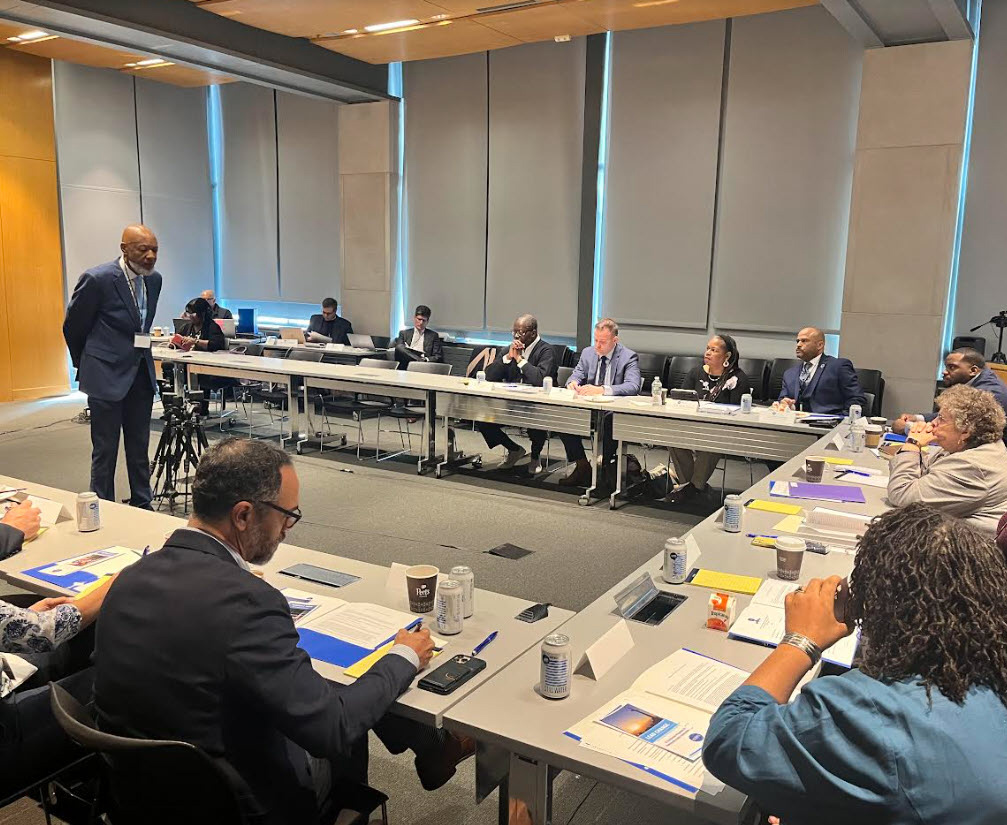 Roberts leads a discussion at Princeton.