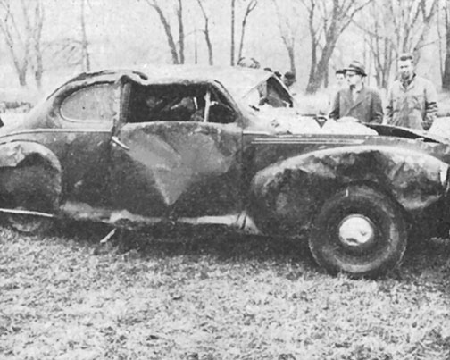 The Lincoln Zephyr coupe belonging to W. Leonard Alexander ’22, shortly after it was hauled to the bank of Lake Carnegie.