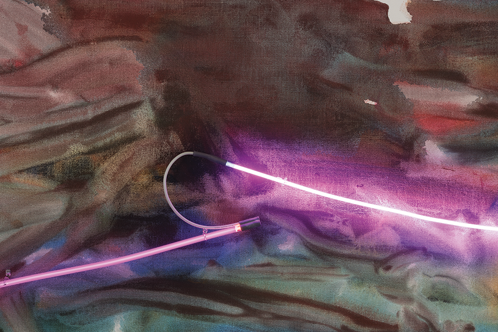 Weatherford was inspired to use neon by old signs she saw in Bakersfield, California.