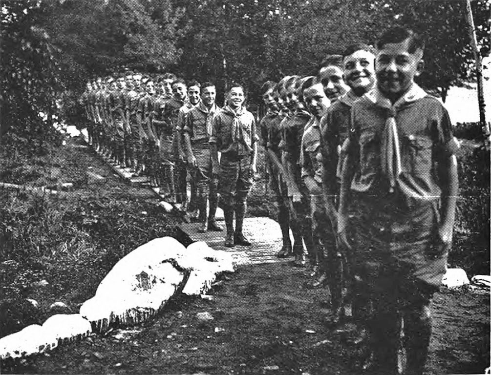 Created by Princeton students in 1908 as a summer camp for inner-city boys, the Princeton-Blairstown Center was later home to the Student-Faculty Association summer camp, which hosted this group of Boy Scouts from the New Jersey State Home for Boys at Jam