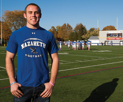 This fall, Chuck Dibilio ’16 coached high-school football while taking one college course close to home. He plans to return to Princeton for the spring semester.