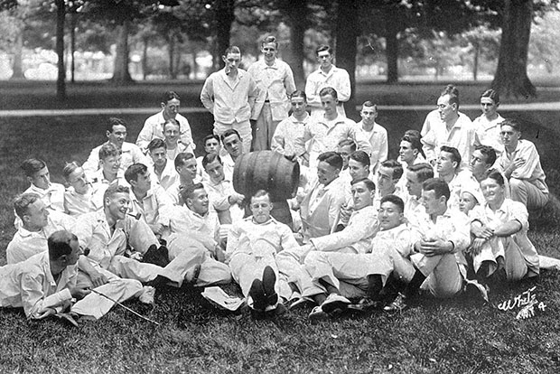 The Class of 1914 before graduation.