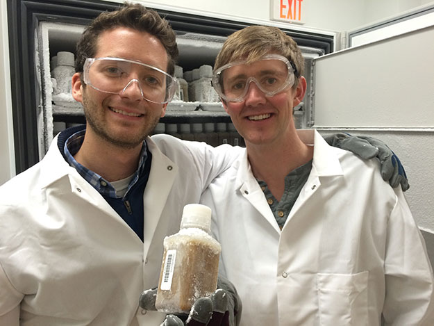 Mark Smith â09, left, and James Burgess â09. (Carolyn Edelstein â10/OpenBiome)