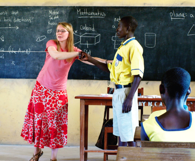 Bridge Year participant Jessica Haley ’14 at work in a rural Ghanaian classroom.
