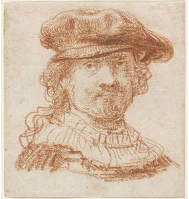 Rembrandt van Rijn, Self-Portrait, c. 1637; red chalk, 129 x 119 mm.; National Gallery of Art, Washington, Rosenwald Collection, 1943.3.7048