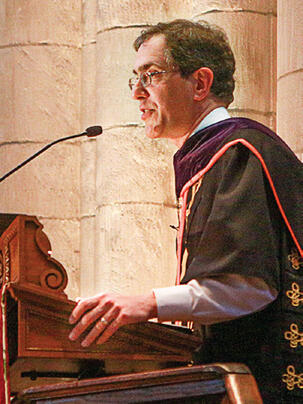 pres-1_0.jpg Addressing the freshman class in the University Chapel.