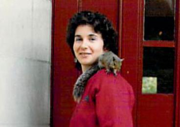 Lucia Jacobs with squirrel