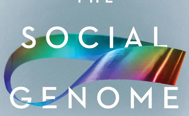 Social-Genome_Dalton-Conley.jpg Cover of The Social Genome by Dalton Conley which is a blue background, letter in white, and a colorful ribbon around the text.