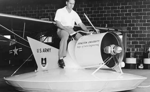 W. Barry Nixon *60 test drives the Air Scooter in 1959. 