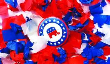 Republican elephant button with confetti