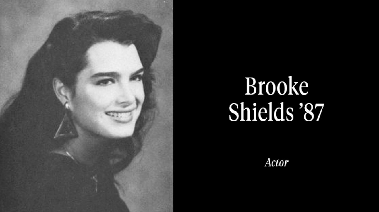 A Nassau Herald black and white photo of Brooke Shields class of 1987