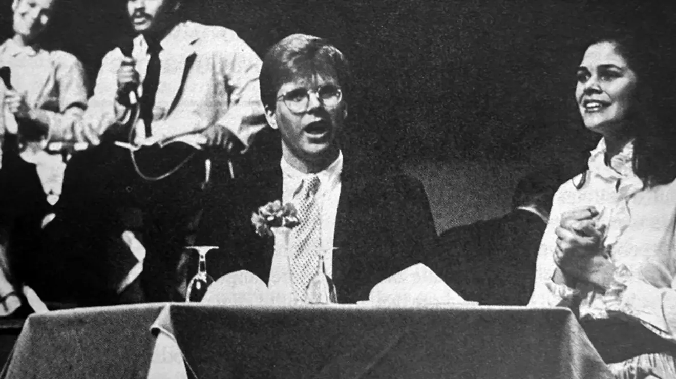 Brookshields_May1984_10.jpg Black and white photo of the 1984 Triangle show "Revel Without a pause", starring Brooke Shields ’87